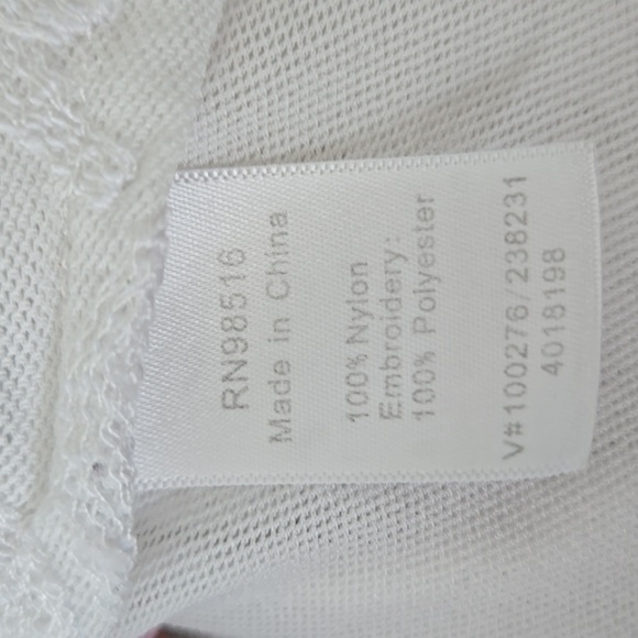 COLDWATER CREEK White Embroidered 3/4 Sleeves Blouse Sz XL 16 Tie Scoop Neck - Picture 11 of 12